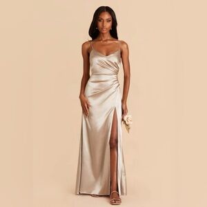 Catherine Shiny Satin Dress - Neutral Champagne Size L bridesmaid dress